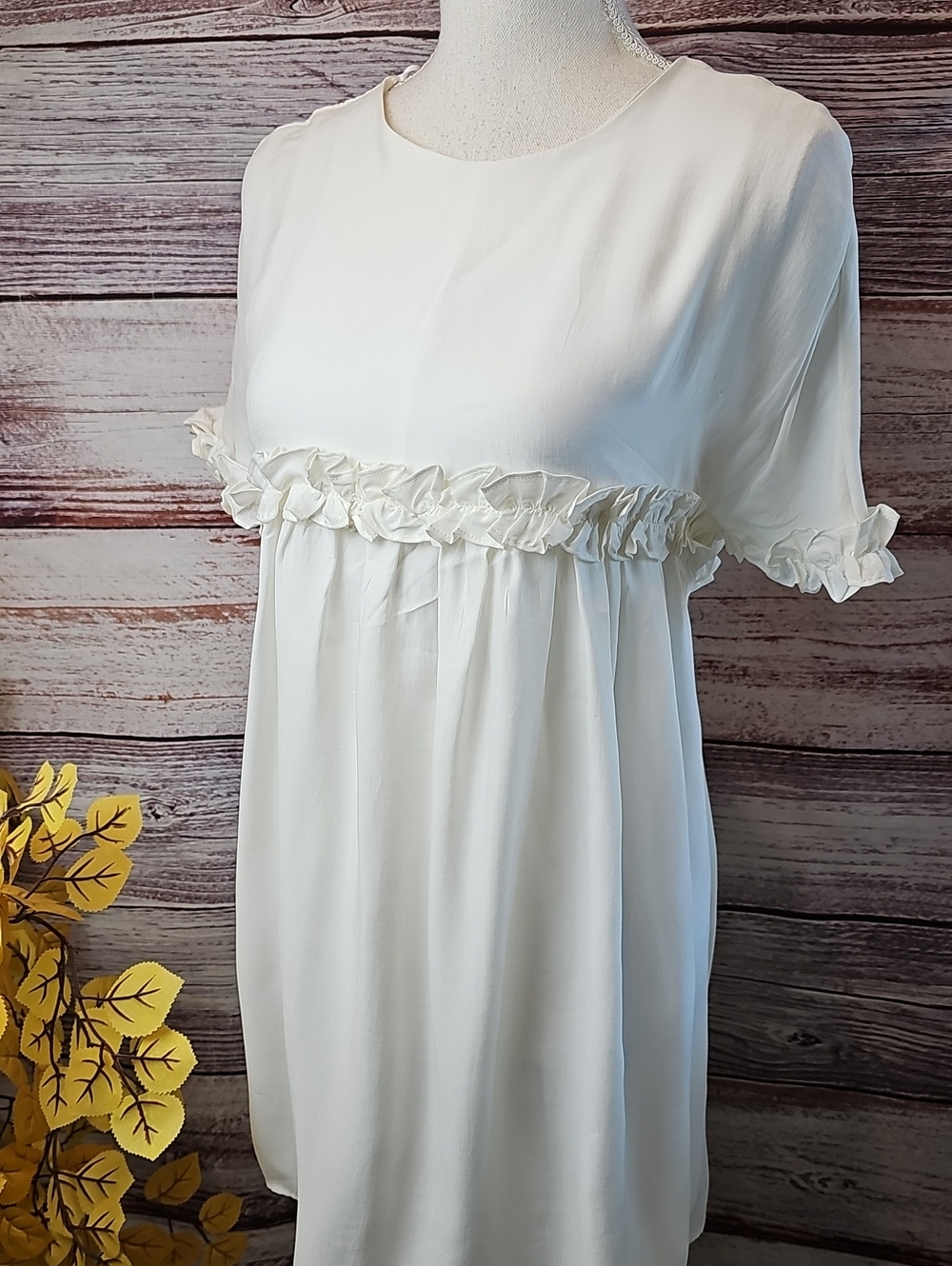 NEW ZARA WHITE RUFFLED BABYDOLL SHORT MINI ROMPER DRESS